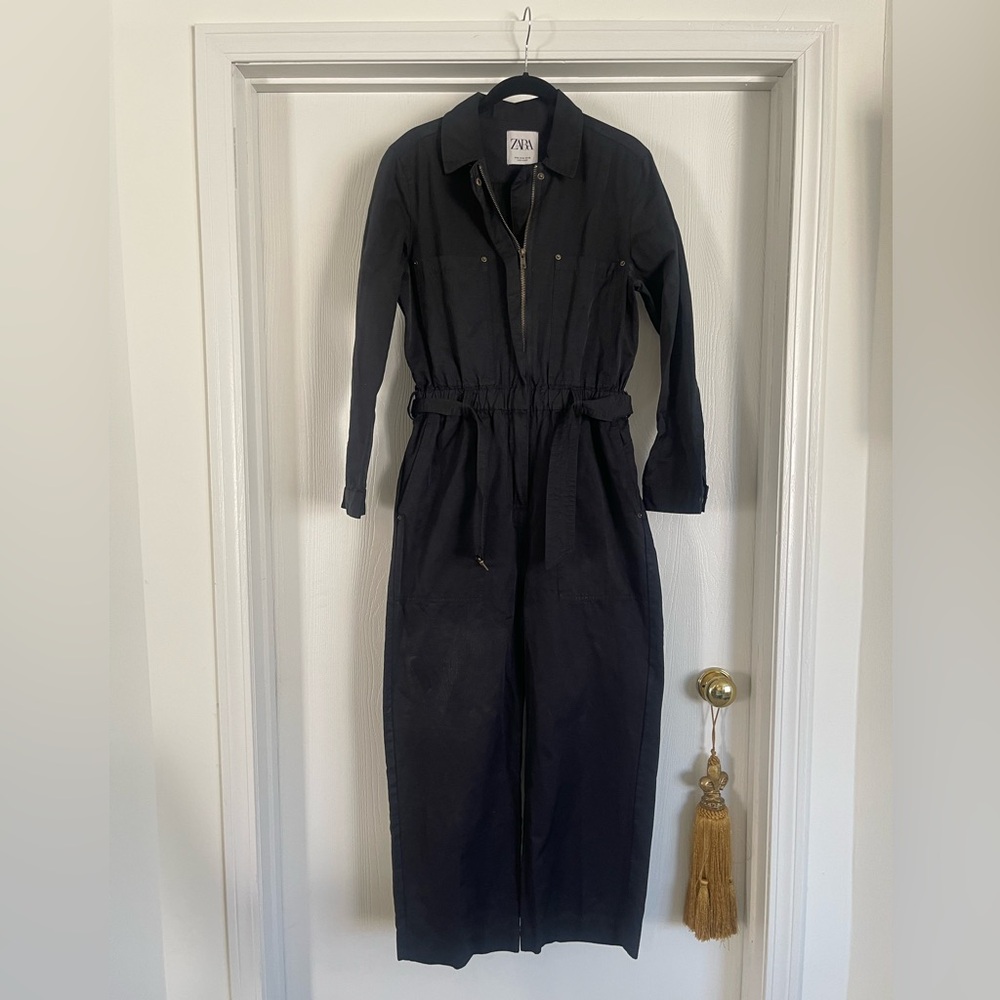 Zara Navy Blue Utility Jumpsuit
